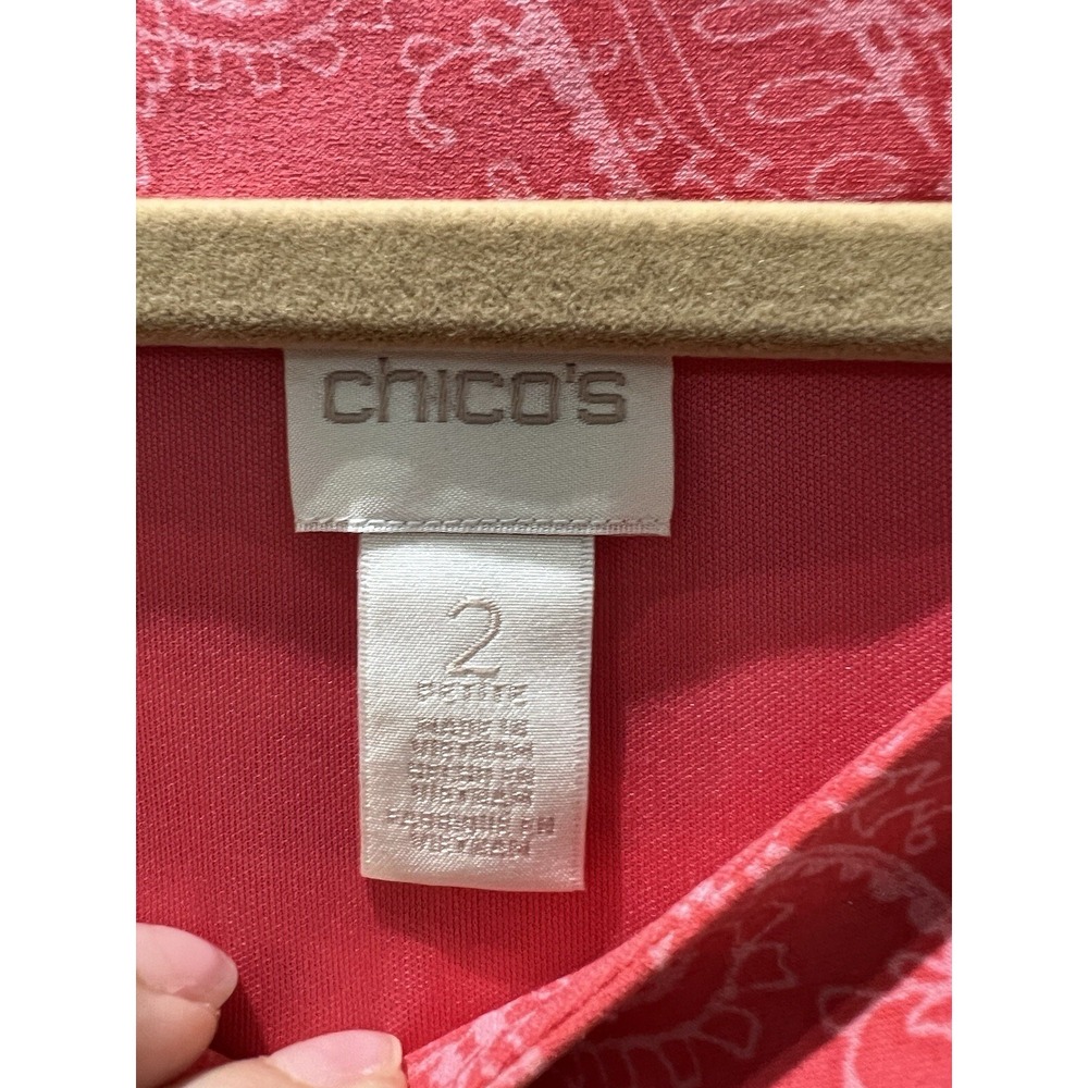 Chico's Contrast Paisley Hope Blouson Sleeveless Coral Maxi Dress Size 2 L - Picture 10 of 13